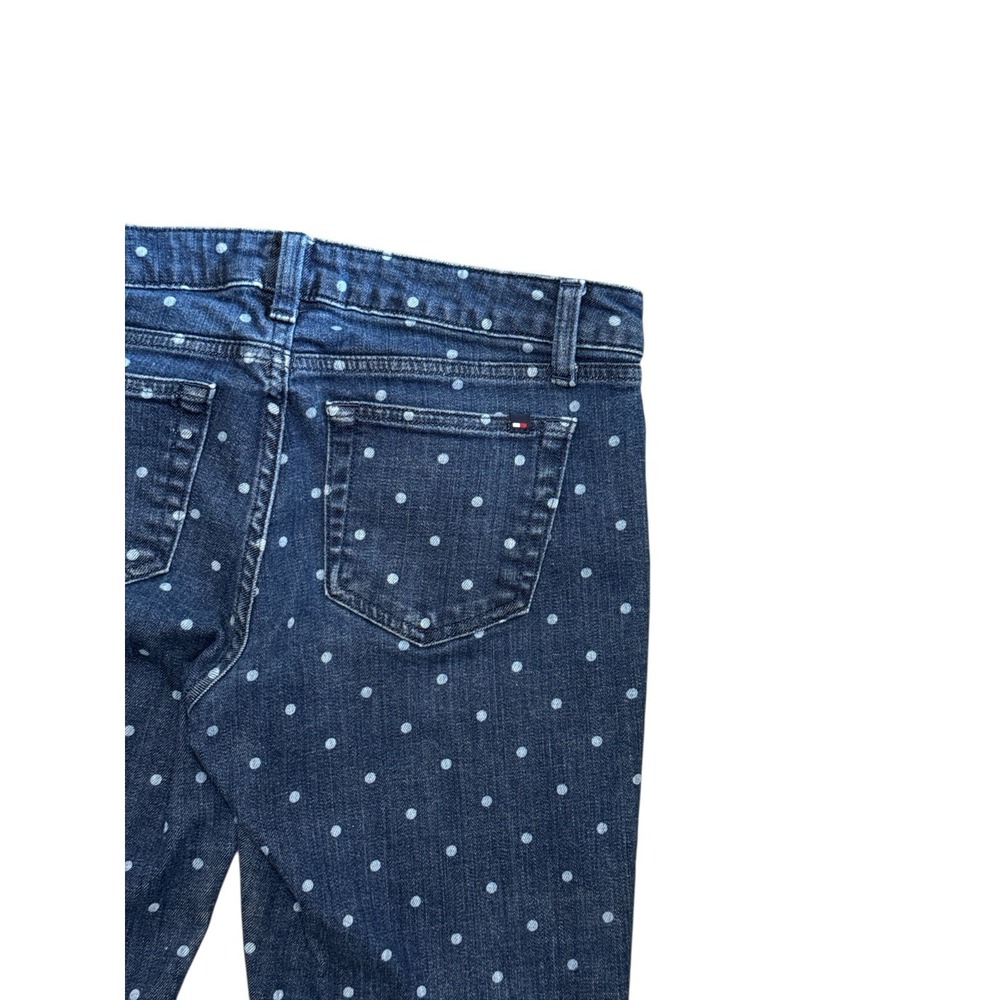 Tommy Hilfiger Jeans Women's Size 4 Blue Polka Dot Denim Cropped Skinny Stretch - Picture 4 of 9